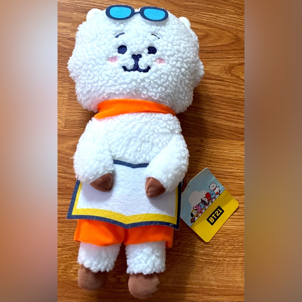 New BT21 Bon Voyage RJ Plush 14” Jin KPOP BTS Fluffy Alpaca Line Friends